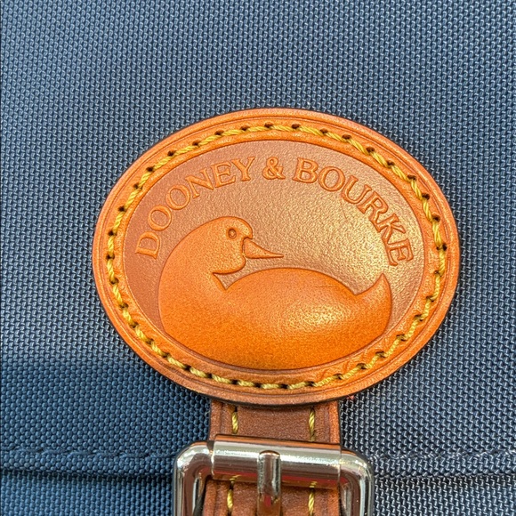 Dooney & Bourke Navy Backpack with Tan Leather Trim - Women's Everyday Backpack - Picture 2 of 9